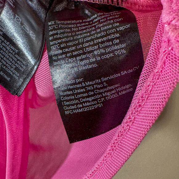 H&M Divided Mesh Corset-Style Neon Pink Ruched Bustier Blouse Y2K Barbiecore S - Picture 5 of 5